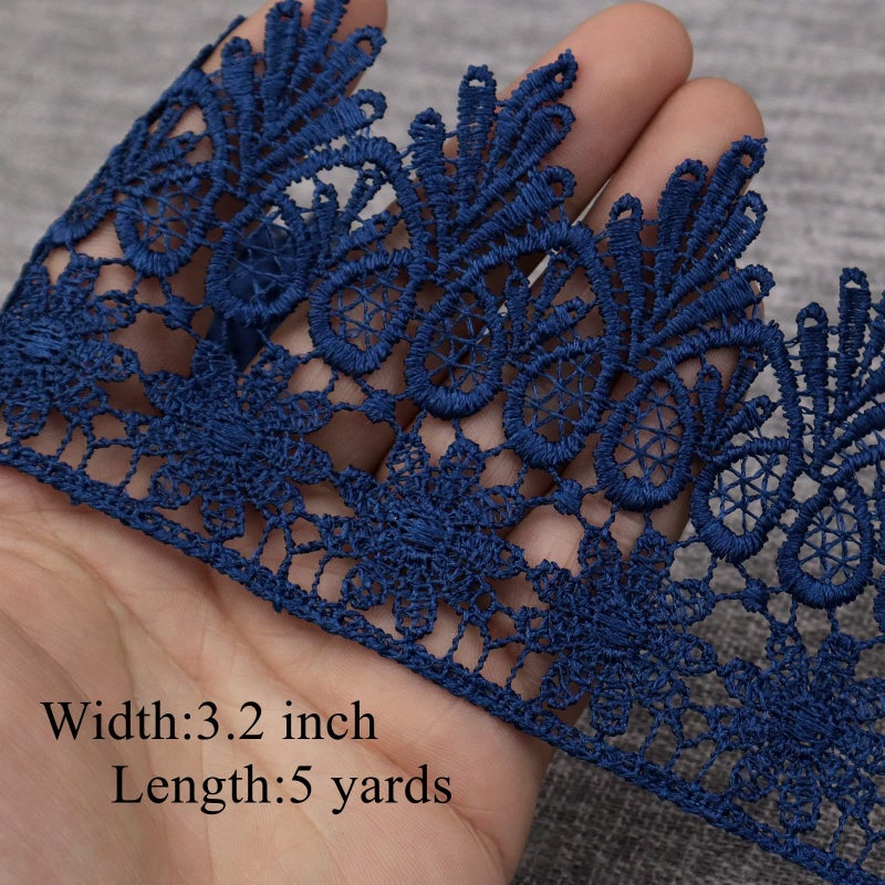 AIETSYEI البحرية الدانتيل تقليم 5 ياردة واسعة Venise شريطة من الدانتيل المطرزة حافة التشذيب للخياطة Crafts بها بنفسك الحرف الزفاف زين ديكور المنزل - Image 2